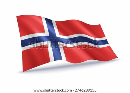 Norway waving flag of isolated on white background.