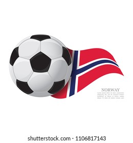Norway waving flag with a soccer ball. Football team support concept