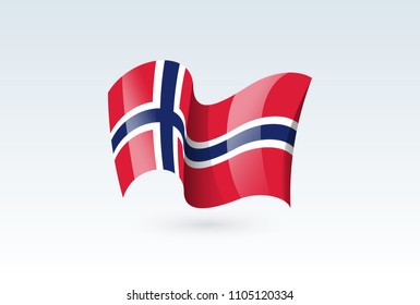Norway waving flag vector icon, national symbol. Flag of Norway, fluttered in the wind - vector illustration isolated on white background.