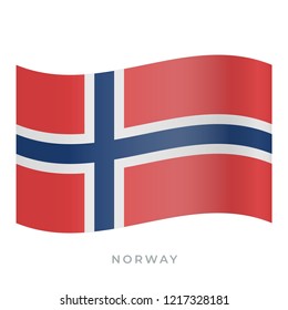 Norway waving flag vector icon. National symbol of Norway, fluttered in the wind. Vector illustration isolated on white.
