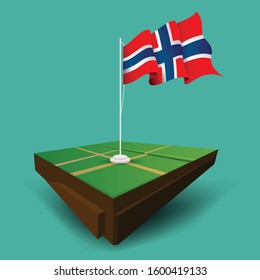 Norway waving vector flag on the soil