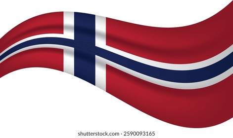 Norway wavy flag, waving flag vector illustration