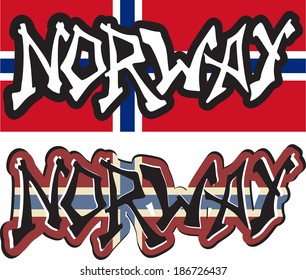 Norway word graffiti different style. Vector illustration.