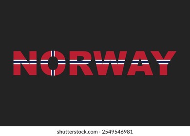 Noruega Palavra com forma de coração, bandeira da Noruega gráfico vetorial, bandeira do país da Noruega é um símbolo de liberdade, bandeira nacional da Noruega, ilustração vetorial
