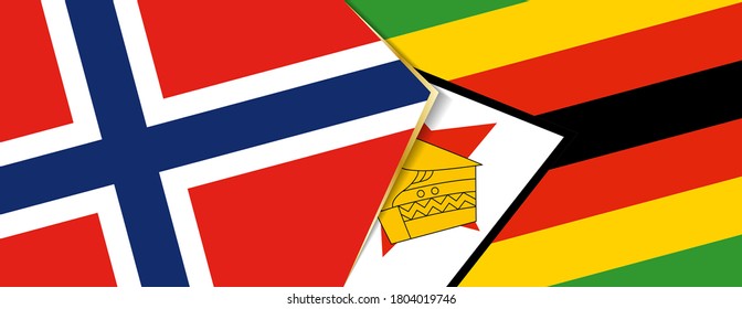 Norway and Zimbabwe flags, two vector flags symbol of relationship or confrontation.