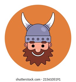 norwegian bearded warrior. viking in a horned helmet. flat vector illustration.