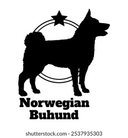 Norwegian Buhund. dog silhouette,  dog, dog breeds, logo, vector, silhouette, logo design, animal, illustration, icon, sign, design, black,  symbol, pet