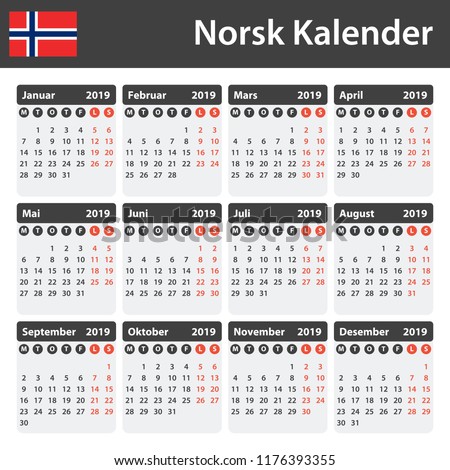 Kalender 2019 excel norsk