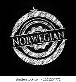Norwegian chalk emblem written on a blackboard