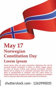 Norwegian Constitution Day is the national day of Norway, May 17. Flag of Norway, Kingdom of Norway. Template for award design, an official document with the flag of Norway. Bright, colorful vector il