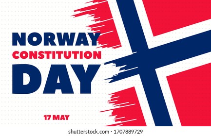 Norwegian Constitution Day is the national day of Norway and is an official public holiday observed on May 17 each year. Poster, card, banner, background design. Vector illustration eps 10.