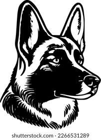 Norwegian Elkhound, dog head, vector illustration, black color, vector image