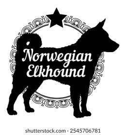 Norwegian Elkhound dog silhouette, dog, dog breeds,  vector, silhouette, logo design, animal, illustration, icon, sign, black, pet