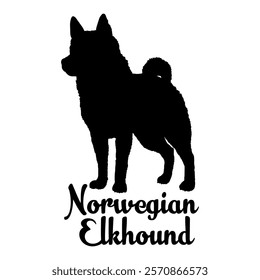 Norwegian Elkhound dog silhouette, dog breeds, logo, vector, silhouette,  animal, illustration, icon, sign, design, black, symbol, pet, love
