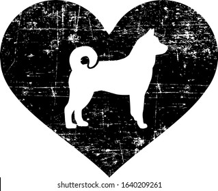 Norwegian Elkhound silhouette in black heart