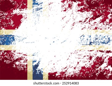 Norwegian flag Grunge background. Vector illustration Eps 8.
