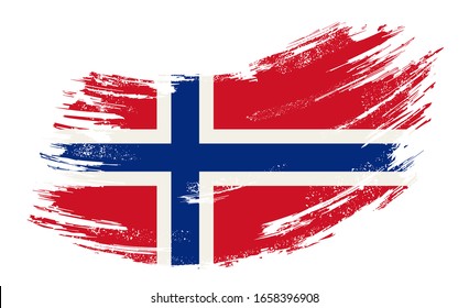 Norwegian flag grunge brush background. Vector illustration.