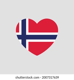 Norwegian flag in heart shape vector love Norway