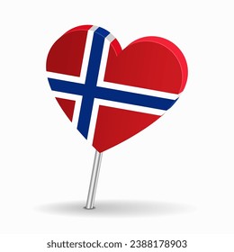 Herzliches Kartenzeigerlayout der norwegischen Flagge. Vektorgrafik.