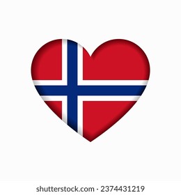 Norwegian flag heart-shaped sign. Vector illustration.