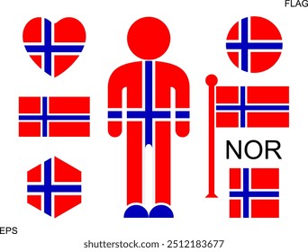 Bandera noruega. Bandera noruega aislada sobre fondo blanco