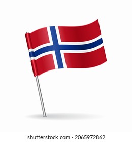 Norwegian flag map pointer layout. Vector illustration.