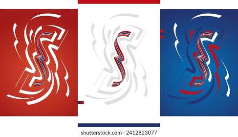 Norwegian flag ribbon vector illustration set on red white blue isolated background. Simple usage flag of Norway for poster, brochure, flyer, cover, banner, holidays, carnevals, festive, anniversaries