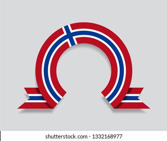 Norwegian flag rounded ribbon abstract background. Vector illustration.