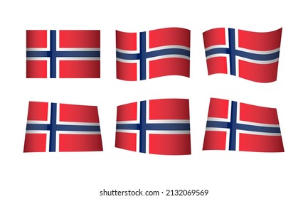 Norwegian Flag Set 2 Norway Norge 17 Mai 17th of May Web Icons Logo - Waving Scandinavia National Nation North Flagg Norden Sticker Icon Button Symbol Shaded Constitution Day Roald Amundsen South Pole