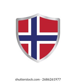 Norwegian Flag Silver Shield Emblem