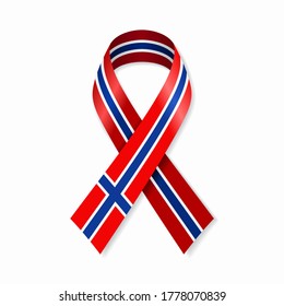 Norwegian flag stripe ribbon on white background. Vector illustration.