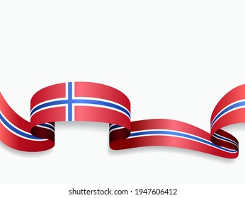 Fondo abstracto ondulado de la bandera noruega. Ilustración vectorial.