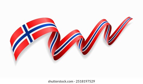 Norwegian flag wavy abstract background. Vector illustration.