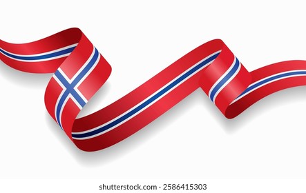 Norwegian flag wavy abstract background. Vector illustration.