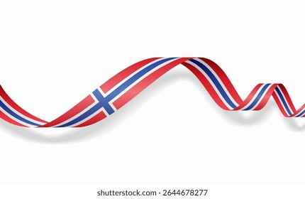Norwegian flag wavy abstract background layout. Vector illustration.