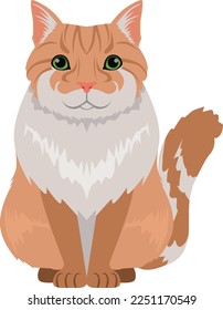 Norwegian forest cat icon. Fluffy ginger pet