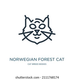 norwegian forest cat thin line icon. character, cute linear icons from cat breed bodies concept isolated outline sign. Vector illustration symbol element for web design and apps.