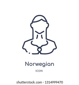 norwegian icon from people outline collection. Thin line norwegian icon isolated on white background.
