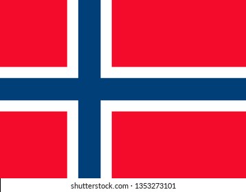 Norwegian or Kingdom of Norway official flag symbol flat vector