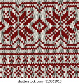 Norwegian knitting pattern with crystal stars in red