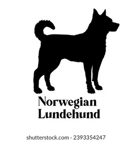 Silueta de perro lundehund noruega raza logotipo perro mongograma perro cara de perro vector