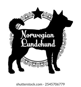 Norwegian Lundehund. dog silhouette, dog, dog breeds,  vector, silhouette, logo design, animal, illustration, icon, sign, black, pet