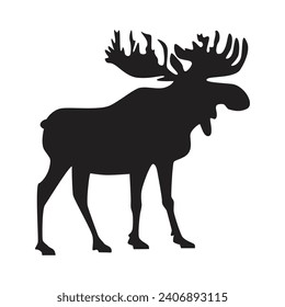 Norwegian moose silhouette. Vector drawing on a white background.
