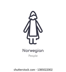 norwegian outline icon. isolated line vector illustration from people collection. editable thin stroke norwegian icon on white background