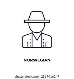 norwegian outline icon. Linear vector from people concept. Thin line norwegian icon isolated on white background