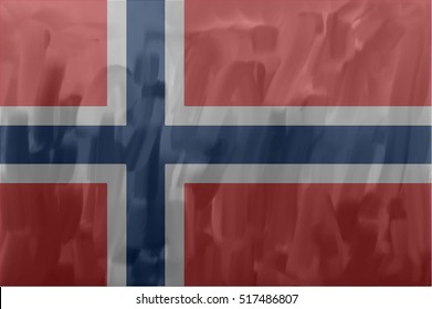  Norwegian painted / drawn vector flag. Dramatic, unusual look. Vector file contains flag and texture layers
