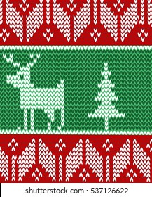 Norwegian pattern: deer with Christmas tree