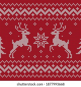 Norwegian pattern, knitted element for Christmas, New Year or winter design. Sweater decoration for the Scandinavian pattern. Vector illustration.