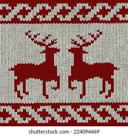 Norwegian pattern with reindeer - Christmas Vector