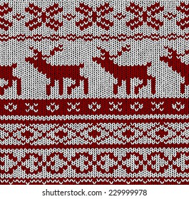 Norwegian pattern - Reindeer - Christmas Vector
